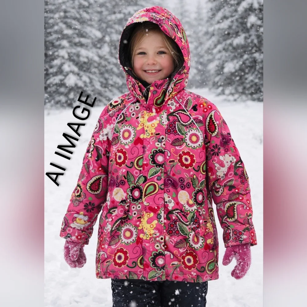Hanna Andersson Floral Quilted Puffer Winter Jacket w/ features 8 / 130 EUC
